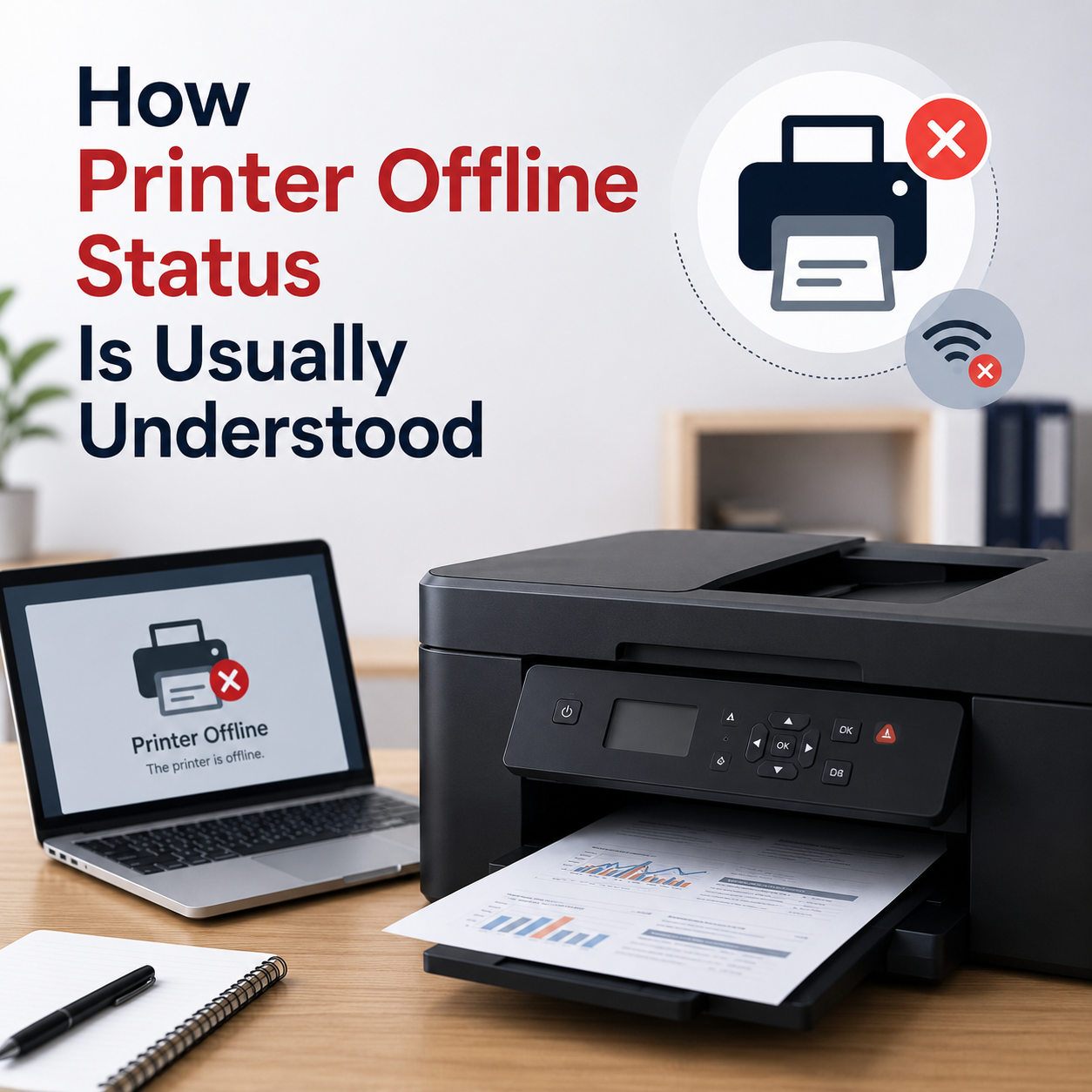 HP or Canon printer status displays as 
